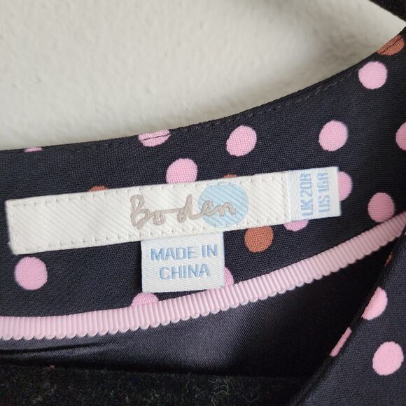 Boden Plus Size 3/4 Flutter Sleeve Black Polka Dot Delia Sheath Dress Size 16 - Picture 12 of 14